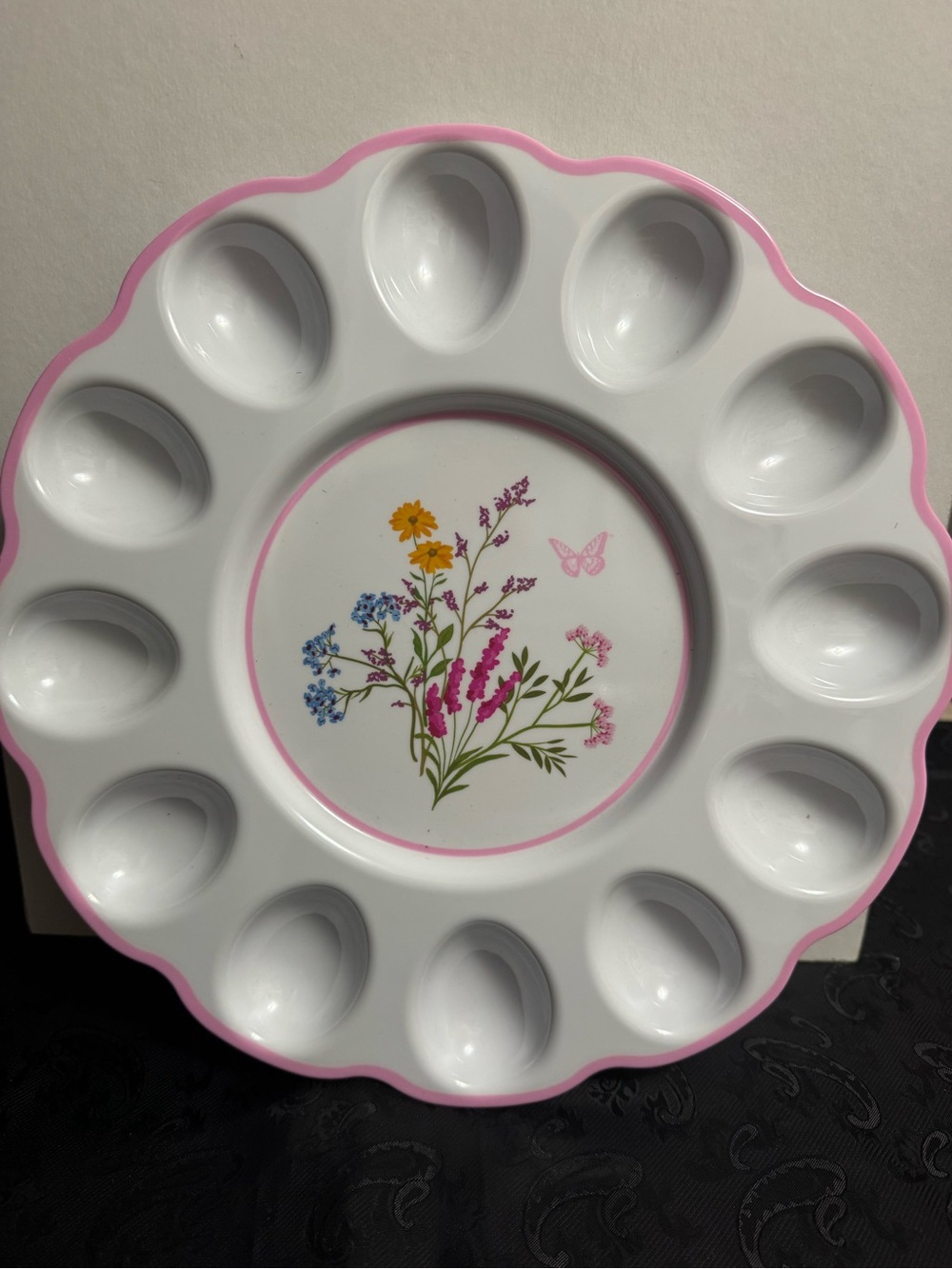 Dolly Parton Floral Egg Serving Platter - Pink Trim
